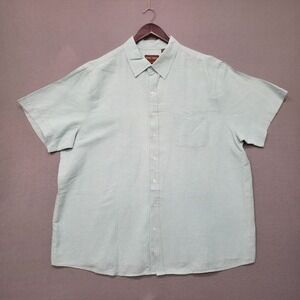 Oak Hill Men's Green Short Sleeve Button Up Linen Blend Shirt Size 2XL‎
